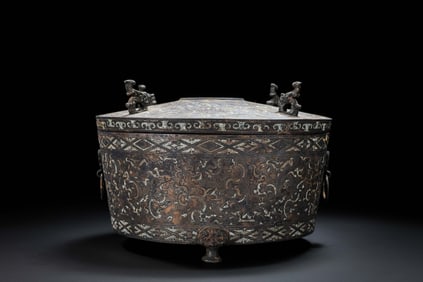 China Warring States Period Inlaid Gold and Silver Lid Ding