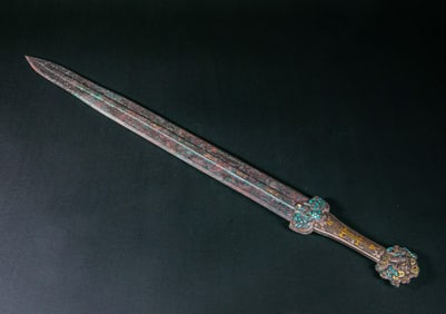 Chinese Warring States Period Gold, Silver and Turquoise Inlaid Sword