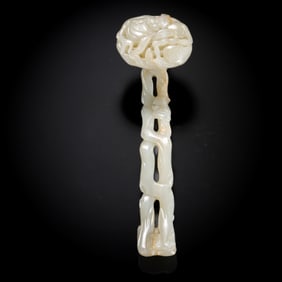 Chinese Qing Dynasty Hetian white jade Ruyi ornaments