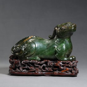 Chinese Qing Dynasty Hetian Jade Auspicious Beast