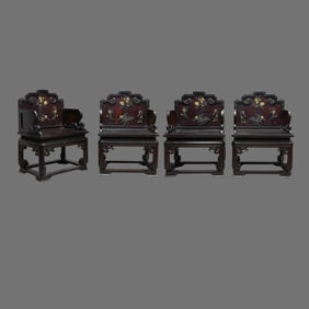 A set of Chinese Qing Dynasty rosewood inlaid baby seats