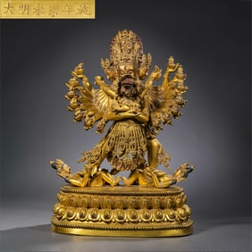 China Ming Yongle period gilt bronze standing Buddha statue