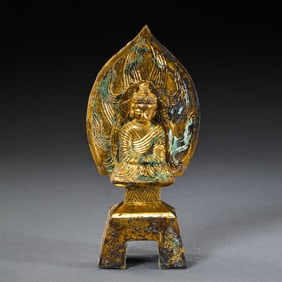 A Chinese Northern Wei Dynasty Gilt-Bronze Seated Buddha
