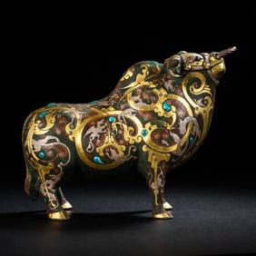 Chinese Warring States Period Inlaid Gold and Silver Cattle