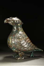 Chinese Warring States Period Gold and Silver Owl Zun