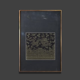 Chinese Ming Dynasty Brocade Dragon Pattern Hanging Screen