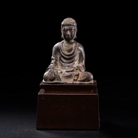 Ancient Chinese Silver Buddha Seated Statue