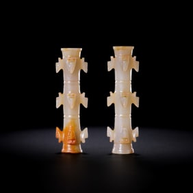 A pair of Chinese Han Dynasty jade artifacts