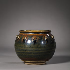 Chinese Northern Song Dynasty Cizhou kiln black glaze drum nail jar