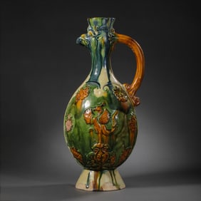 Chinese Tang Dynasty Tri-color Chicken Head Pot