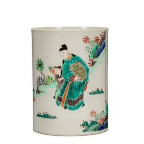 Chinese Qing Dynasty Character Story Brush Holder