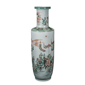 Chinese Qing Dynasty Character Story Pattern Pan Mouth Vase