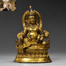 Bronze gilded golden statue of the God of Wealth from the Ming Dynasty in China
