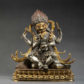 A Chinese gilt bronze statue of a seated Buddha from the Yongle period of the Ming Dynasty