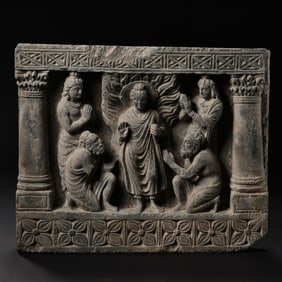 2nd century Gandhara Buddha bluestone tablet