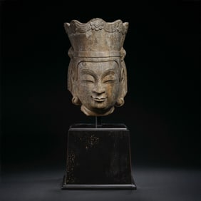 Chinese Northern Qi Dynasty Bluestone Buddha Head