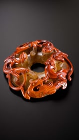 Chinese Warring States Period Red Agate Dragon Pendant