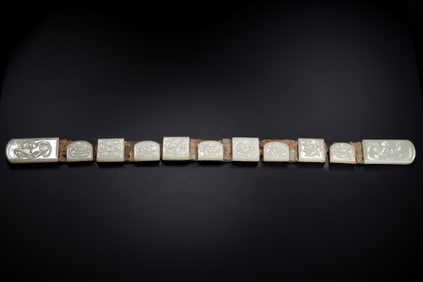 A set of Chinese Liao Dynasty Hetian jade belt plates