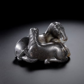 Chinese Han Dynasty Jade Twin Horses