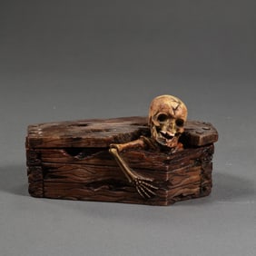 Chinese Qing Dynasty old wooden stationery cinnabar ink