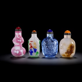 A group of Chinese snuff bottles from the Qing Dynasty