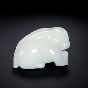 Hotan White Jade Rabbit in Qing Dynasty, China