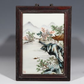 Chinese porcelain panel painting screen, 20th century