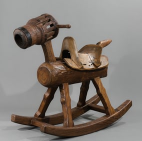 Chinese Qing Dynasty old elm rocking horse