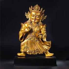 Chinese Ming Dynasty gilded bronze statue of the God of Wealth