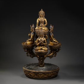 A Chinese Qing Dynasty Gilt Bronze Seated Mongolian Buddha