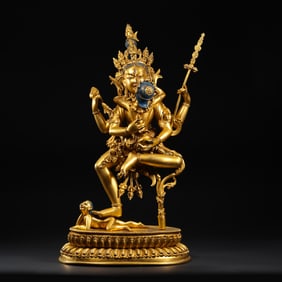 A Chinese gilt bronze Vajrayogini Buddha of Joy from the Yongle period of the Ming Dynasty