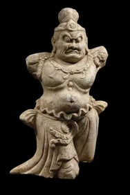 White marble statue of a warrior from the Tang Dynasty, China