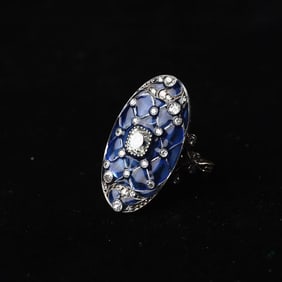 Edwardian period, window enamel diamond ring