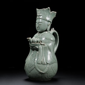 Korean Goryeo period black and white inlaid human figure pot