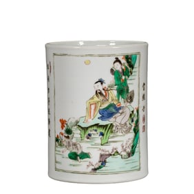 Chinese Qing Dynasty Character Story Brush Holder