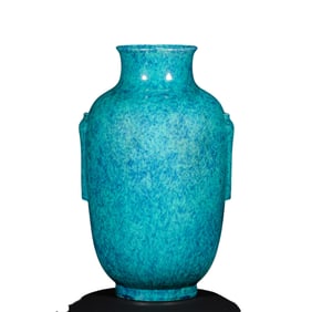 Chinese peacock blue glaze vase from the Qianlong period of the Qing Dynasty