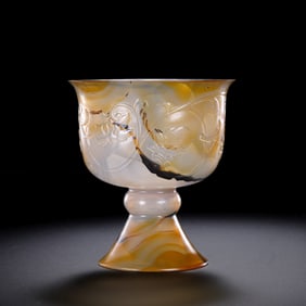 Chinese Qing Dynasty Agate Stem Cup
