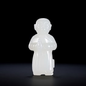Chinese Hetian white jade boy statue from the Qing Dynasty