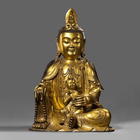 Bronze gilded Buddha statue from the Ming Dynasty in China