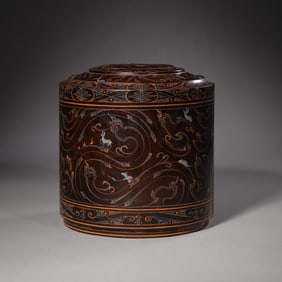 Chinese Han Dynasty wooden painted lid box