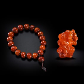 A set of Chinese Liao Dynasty beeswax bracelets and beeswax children