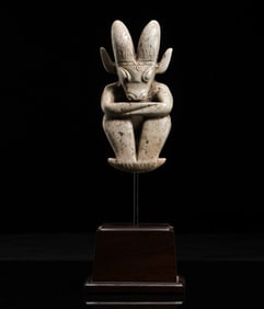 Chicken bone and white jade sun god statue of Hongshan culture in China during the Neolithic period