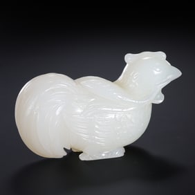 Chinese Qing Dynasty Hetian White Jade Rooster