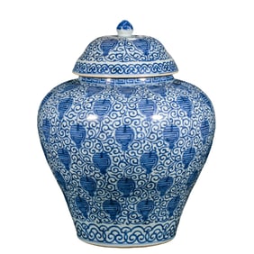 Chinese Ming Dynasty Blue and White Flower Pattern Jar