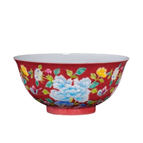 Chinese Qing Dynasty Yongzheng Period Famille Rose Flower Pattern Bowl