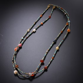 A set of Chinese Han Dynasty turquoise inlaid gemstone necklaces