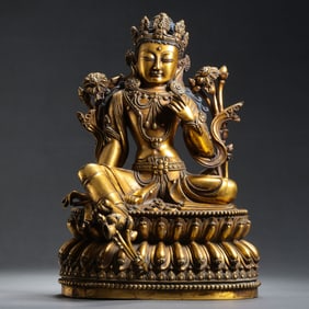 Chinese Ming Dynasty Gilt Bronze Seated Buddha