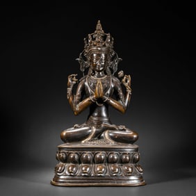 Chinese Qing Dynasty Alloy Bronze Seated Buddha