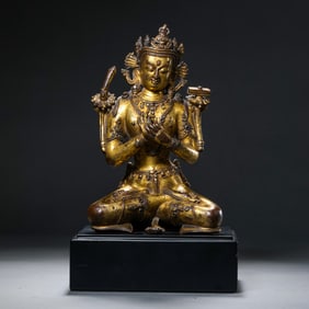 Chinese Ming Dynasty Gilt Bronze Seated Buddha