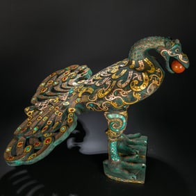 Auspicious beasts inlaid with gold and silver and gemstones during the Warring States Period of